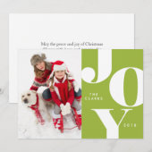Cartes de Noël JOY avec photo / Fêtes (Devant / Derrière)