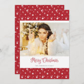 Cartes de Noël Joyeuses Photo Rouge Personnalisées (Devant / Derrière)
