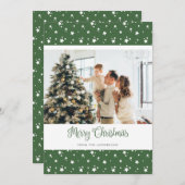 Cartes de Noël Joyeuses Photo Verte Personnalisées (Devant / Derrière)