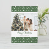 Cartes de Noël Joyeuses Photo Verte Personnalisées (Debout devant)