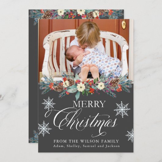 Cartes de Noël | Joyeux Noël en script (Devant / Derrière)