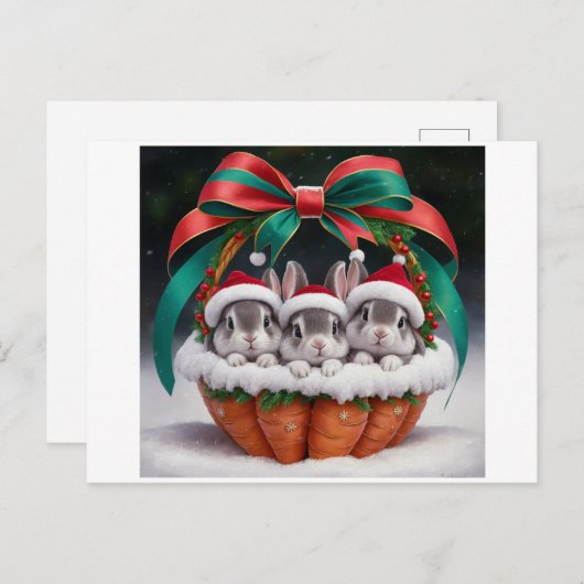 Cartes de Noël Lapin (Devant / Derrière)