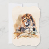 Cartes de Noël Lion vintage et Agneau (Devant)
