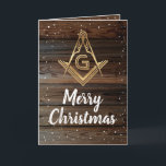 Cartes de Noël maçonniques en bois rustique<br><div class="desc">Chaleureux et accueillant bois rustique cartes de Noël maçonniques en or que vous pouvez personnaliser! Le design unique et vintage représente un carré doré et un symbole de boussole de la franc-maçonnerie sur d'élégantes planches rustiques en bois foncé. La chute de neige blanche borde ces cartes de fin de année...</div>