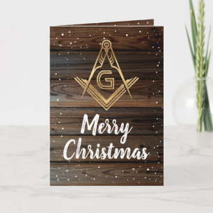 Cartes de Noël maçonniques en bois rustique