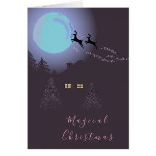 Cartes de Noël magiques de nuit de Noël joyeuses f