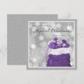 Cartes de Noël magiques en argent et violet (Devant / Derrière)