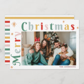 Cartes de Noël modernes colorées rayées (Devant / Derrière)