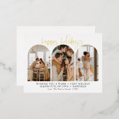 Cartes de Noël modernes en papier d'or Joyeuses Fê (Recto/Verso)