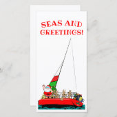 Cartes de Noël nautiques « Mers et salutations » (Devant / Derrière)