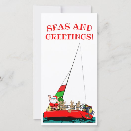 Cartes de Noël nautiques « Mers et salutations » (Devant)