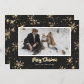Cartes de Noël noir et or brillant (Devant / Derrière)
