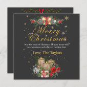 Cartes de Noël Noir Personnalisées Script Or (Devant / Derrière)