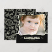 Cartes de Noël occidentales Paisley noir (Devant / Derrière)