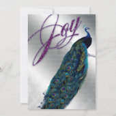 Cartes de Noël Peacock Invitation Blue Silver Joie (Dos)