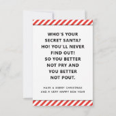 Cartes de Noël Père Noël secrètes (Dos)