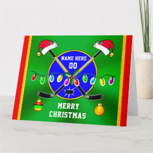 Cartes de Noël personnalisées BIG, Hockey, 3 TAILL