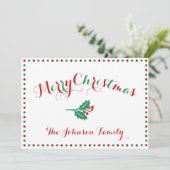 Cartes De Noël Personnalisées Blanches, Rouge Et V (Debout devant)