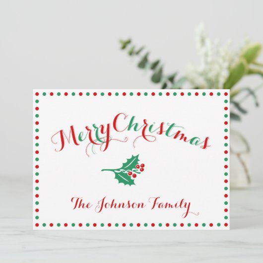 Cartes De Noël Personnalisées Blanches, Rouge Et V (Debout devant)