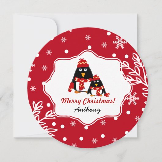 Cartes de Noël personnalisées pour petits pingouin (Devant)
