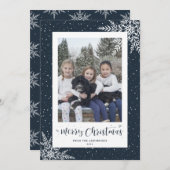 Cartes de Noël photo Blue Snowflake (Devant / Derrière)