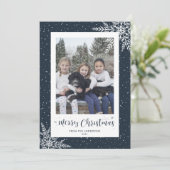 Cartes de Noël photo Blue Snowflake (Debout devant)