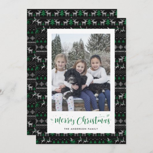 Cartes de Noël Photo du Père Noël noir (Devant / Derrière)