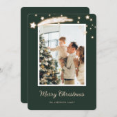 Cartes de Noël photo élégantes en vert (Devant / Derrière)