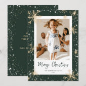 Cartes de Noël photo Flocon de neige scintillant v (Devant / Derrière)