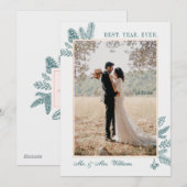 Cartes de Noël photo Floral Bleu-vert | Joyeux Noë (Devant / Derrière)