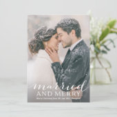 Cartes de Noël photo nouvellement mariées - mariée (Debout devant)