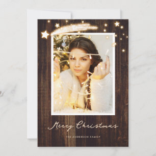 Cartes de Noël photo Rustic Wood Stars