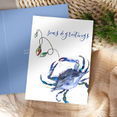 Cartes de Noël Plage Crâne bleu aquarelle