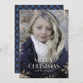 Cartes de Noël Plaid Photo Buffalo Bleu Étincelant (Devant / Derrière)