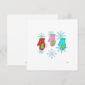 Cartes de Noël plates à mitaines blanches (Devant / Derrière)