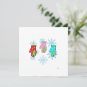 Cartes de Noël plates à mitaines blanches (Debout devant)