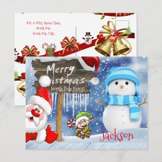 Cartes de Noël Pôle Nord (Devant / Derrière)