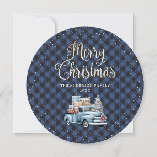 Cartes de Noël pour Camion à neige Plaid Buffalo (Devant)