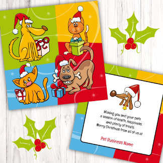 Cartes de Noël pour entreprise de pets Chien Chat