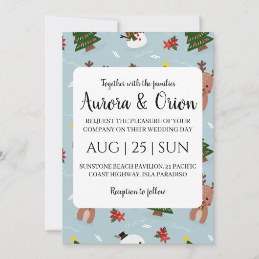 cartes de Noël pour mariage avec une typographie é (Devant)