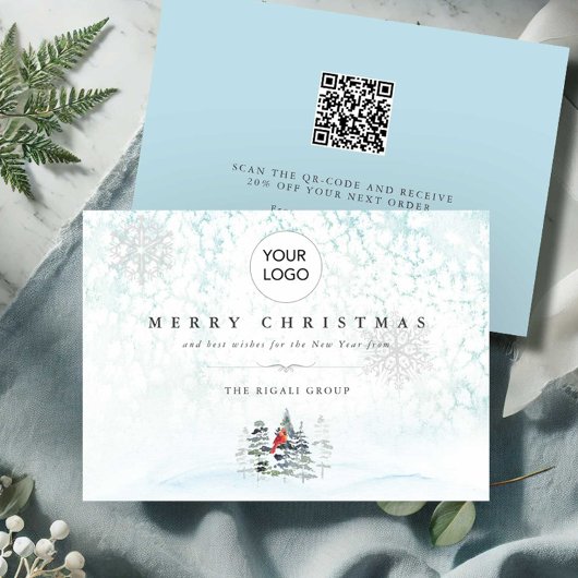 Cartes de Noël professionnelles avec logo et code 