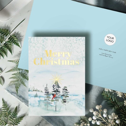 Cartes de Noël professionnelles pliées avec logo
