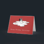 Cartes de Noël professionnelles Snowman<br><div class="desc">Cartes de Noël d'affaires avec un bonhomme de neige fondu et le message "salutations de vacances chaudes". Personnalisez l'intérieur pour répondre à vos besoins en matière de cartes de vacances.</div>