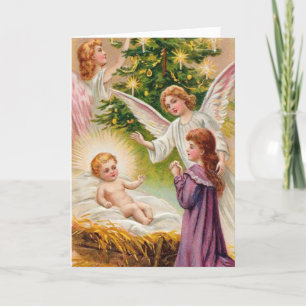 cartes de Noël religieuses   Bébé Jésus & Anges