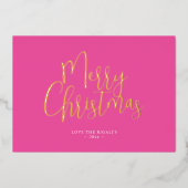 Cartes de Noël rose avec photo (Recto)