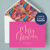 Cartes de Noël rose avec photo