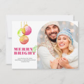Cartes de Noël rose et Joyeux & Bright Photo (Devant)