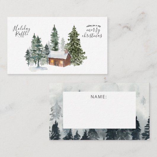 Cartes de Noël Rustique Cabine Forest (Devant / Derrière)