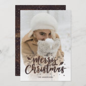 Cartes de Noël Rustique Script Bois (Devant / Derrière)