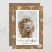 Cartes de Noël rustiques en toile de jute avec une (Devant / Derrière)